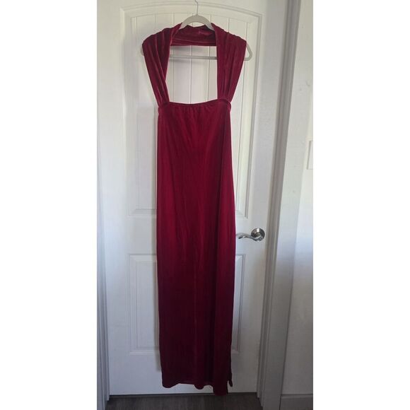 Vintage Hugo Buscati Women’s Long Red Velvet Dress Size Medium Party Formal - Picture 1 of 7